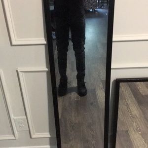 Black stone washed ripped jeans